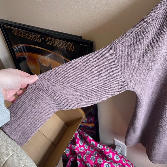 Free People Large Ottoman Slouchy Ribbed Mock Neck Sweater Tunic In Nutmeg X - Picture 4 of 10